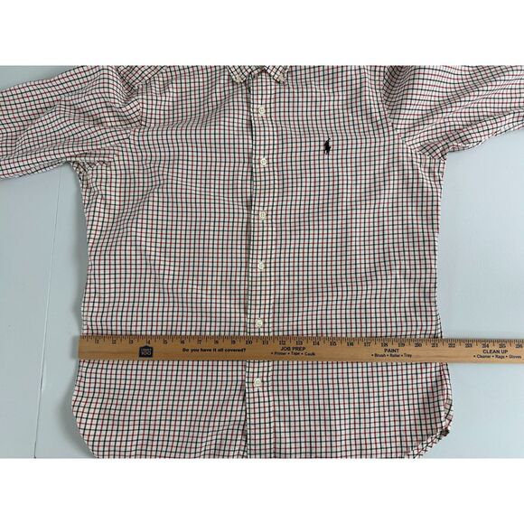 Ralph Lauren Men's Long Sleeve Button Down Shirt Cream Red Black Size M - Picture 9 of 12